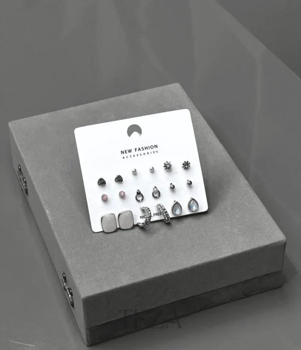 Pearl Crystal Studs and Hoop Earrings combo for women Pearl Crystal Studs and Hoop Earrings combo