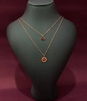 Clover & Round Stone Pendant Necklace Clover & Round Stone Pendant Necklace