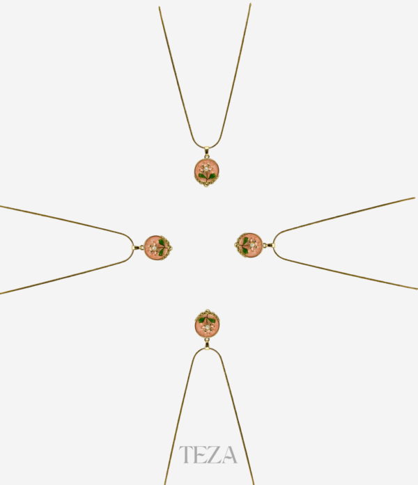 Dainty Pink Round Pendant Necklace for womens Dainty Pink Round Pendant Necklace – Stainless Steel Jewelry