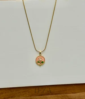 Dainty Pink Round Pendant Necklace – Stainless Steel Jewelry Dainty Pink Round Pendant Necklace – Stainless Steel Jewelry