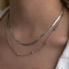 Double Layered Snake Chain Necklace for Women (2) Double Layered Snake Chain Necklace for Women