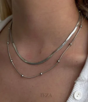 Double Layered Snake Chain Necklace for Women (2) Double Layered Snake Chain Necklace for Women