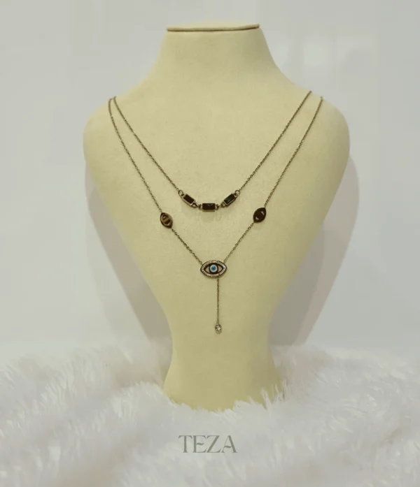 Evil Eye Pendant Necklace – Rose Gold Stainless Steel for womens Evil Eye Pendant Necklace – Rose Gold Stainless Steel