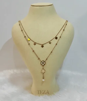 Layered Clover & Pearl Pendant Necklace for women Layered Clover & Pearl Pendant Necklace for women