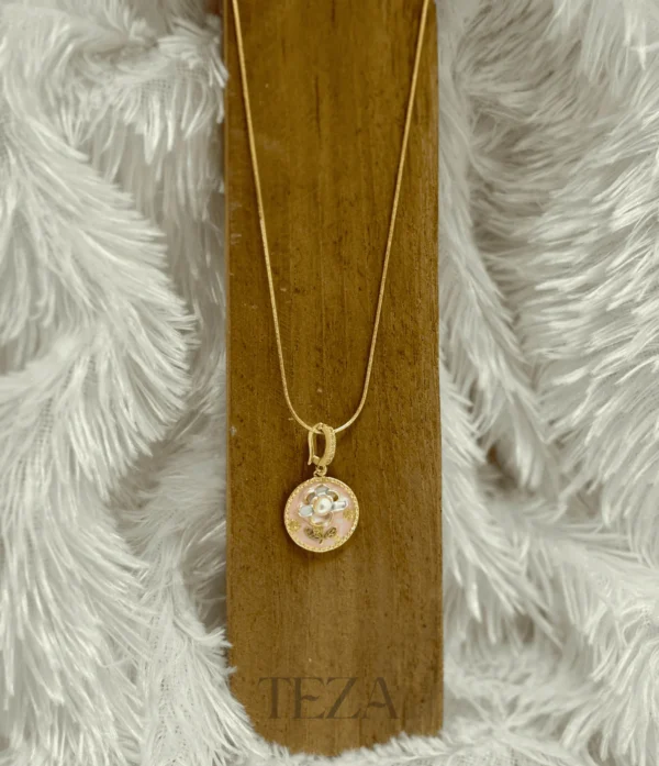 Pink Floral Pendant Necklace for women Pink Floral Pendant Necklace – Stainless Steel Chain