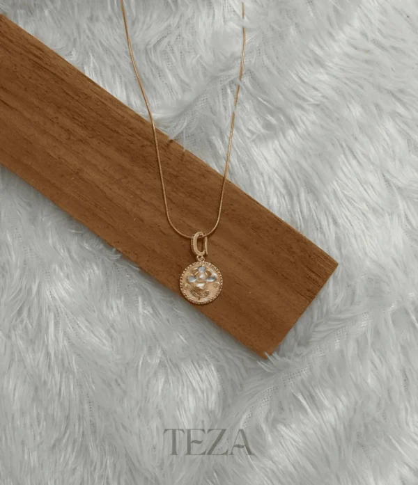 Pink Floral Pendant Necklace – Stainless Steel Chain Pink Floral Pendant Necklace – Stainless Steel Chain