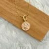 Pink Floral Pendant Necklace – Stainless Steel Chain for women Pink Floral Pendant Necklace – Stainless Steel Chain for women