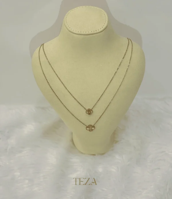 Rose Gold Double Clover Pendant Necklace for womens Rose Gold Double Clover Pendant Necklace for womens