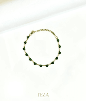 Stainless Steel Beaded Bracelet – Green Crystal Chain Jewelry Stainless Steel Beaded Bracelet – Green Crystal Chain Jewelry