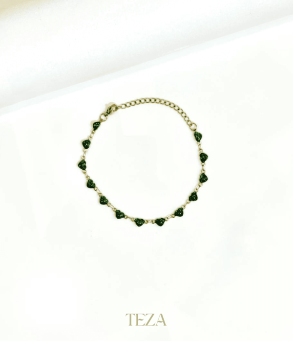 Stainless Steel Beaded Bracelet – Green Crystal Chain Jewelry