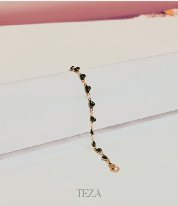 Stainless Steel Beaded Bracelet – Green Crystal Chain Jewelry for women