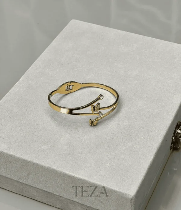 Stainless Steel Butterfly Bangles – Gold Open Cuff Bangle for women