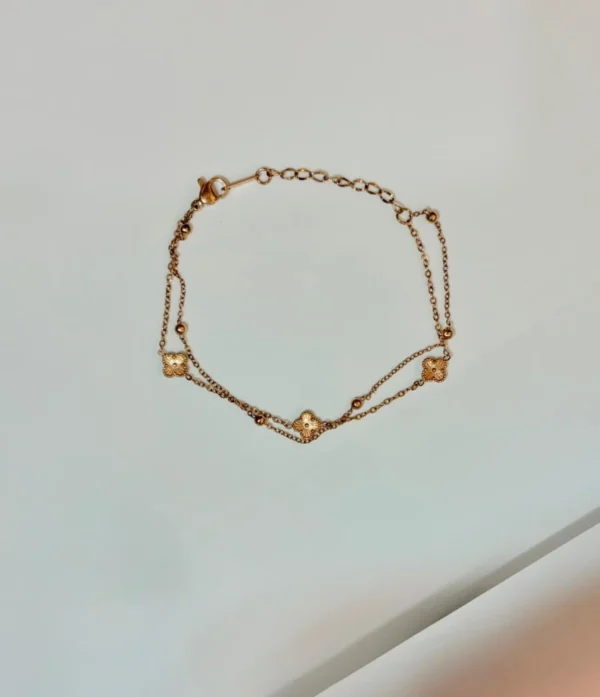 Stainless Steel Clover Bracelet – Dainty Gold Chain Jewelry for women