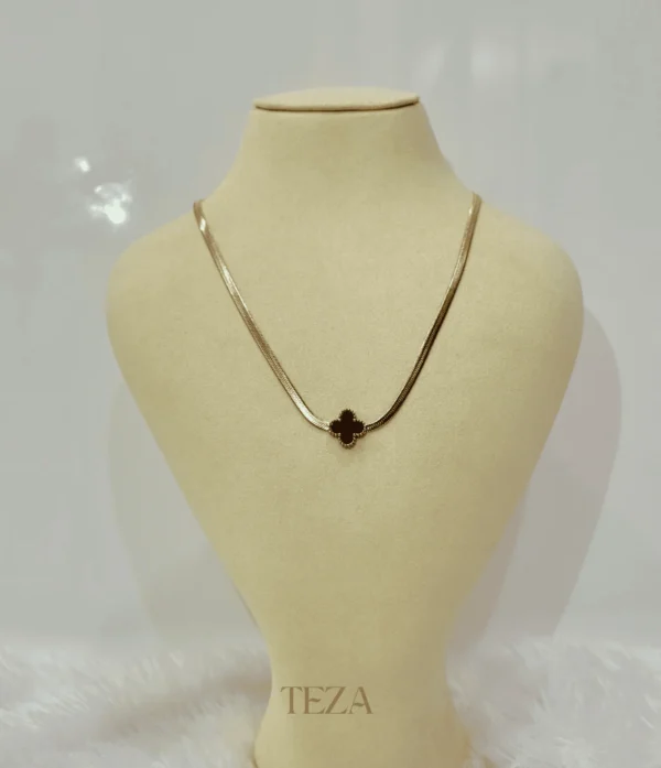 Stainless Steel Clover Choker Necklace – Gold Snake Chain Jewelry Stainless Steel Clover Choker Necklace – Gold Snake Chain Jewelry