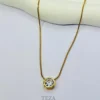 Stainless Steel Crystal Pendant Necklace – Minimalist Chain Jewelry for Women