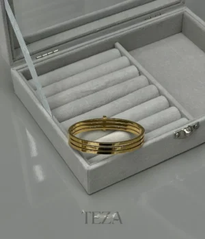 Stainless Steel Cuff Bangle– Triple Line Gold Bangle for Women Stainless Steel Cuff Bangle– Triple Line Gold Bangle for Women