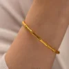 Anti Tarnish 18k Gold Bamboo Design Bracelet Bangle For Girls & Women