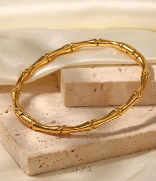 Anti Tarnish 18k Gold Bamboo Design Bracelet Bangle For Girls & Womens