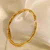 Anti Tarnish 18k Gold Bamboo Design Bracelet Bangles