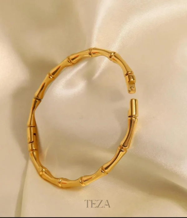 Anti Tarnish 18k Gold Bamboo Design Bracelet Bangles