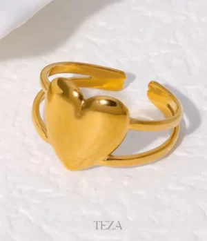 Anti-Tarnish Solid Heart Shape Adjustable Ring – Elegant Gold Plated Jewelry for Women Anti-Tarnish Solid Heart Shape Adjustable Ring – Elegant Gold Plated Jewelry for Women