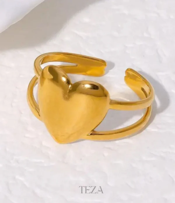 Anti-Tarnish Solid Heart Shape Adjustable Ring – Elegant Gold Plated Jewelry for Women Anti-Tarnish Solid Heart Shape Adjustable Ring – Elegant Gold Plated Jewelry for Women