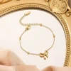 Double Layer Snake Chain Love Charm Bracelet for Womens