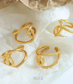 Double Ring Cross Ring Double Ring Cross Ring – 18K Gold Plated Adjustable Fashion Jewelry for Women