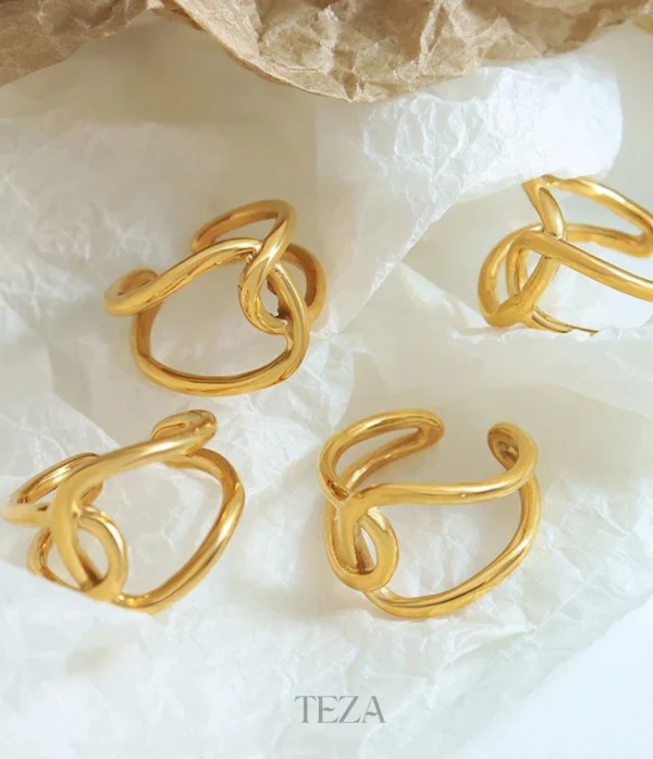 Double Ring Cross Ring Double Ring Cross Ring – 18K Gold Plated Adjustable Fashion Jewelry for Women