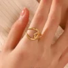 Double Ring Cross Ring – 18K Gold Plated Adjustable Fashion Jewelry for Women Double Ring Cross Ring – 18K Gold Plated Adjustable Fashion Jewelry for Women