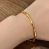 Exclusive Golden Bamboo Cuff Bracelet for Women