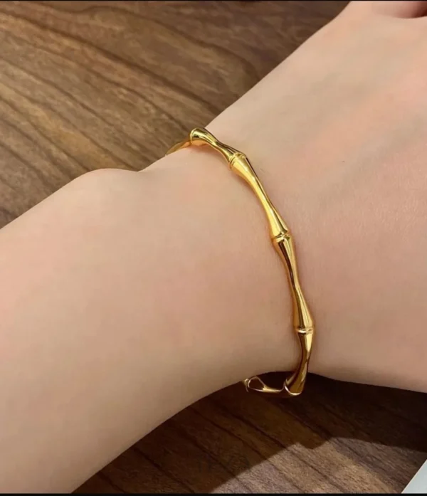 Exclusive Golden Bamboo Cuff Bracelet for Women