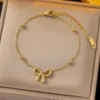 Gold Bow Bracelet for Women | Adjustable Ribbon Bow Bracelet | Elegant Gold Jewelry