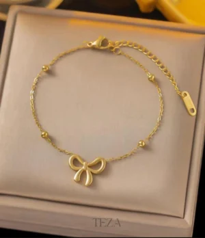 Gold Bow Bracelet for Women Gold Bow Bracelet for Women | Adjustable Ribbon Bow Bracelet | Elegant Gold Jewelry