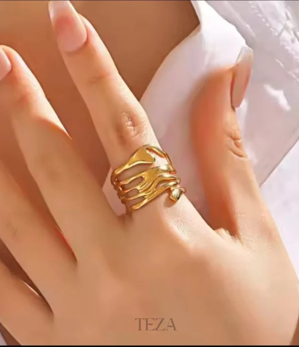 New Chunky Hollow Abstract Wide Ring for Girls & Women (2) New Chunky Hollow Abstract Wide Ring for Girls & Women