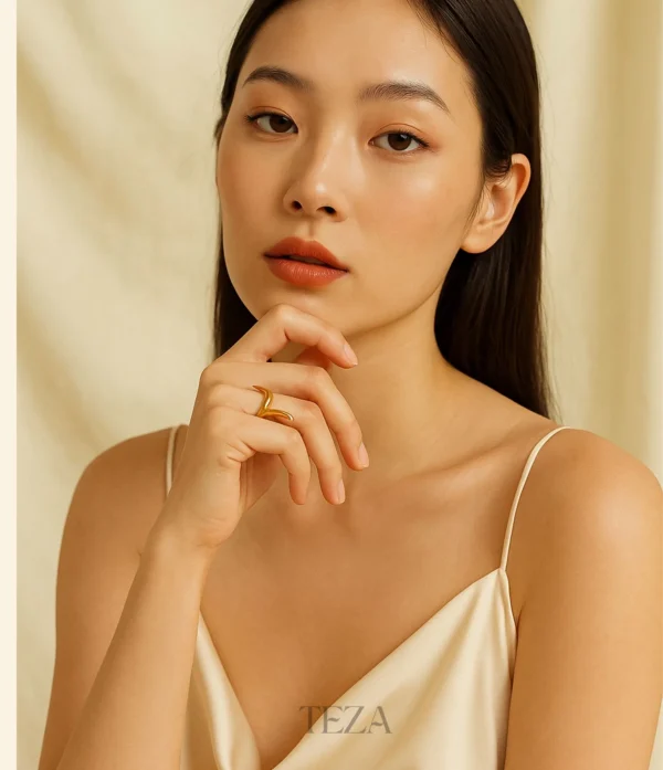 Serpentine Line Ripple Ring for Girls & Women – Elegant Adjustable Gold Plated Jewelry Serpentine Line Ripple Ring For Girls & Women