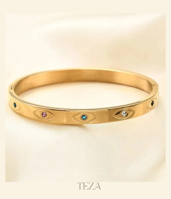 Simple Style Devil’s Eye 18K Gold Plated Bangle Teza Jewellery
