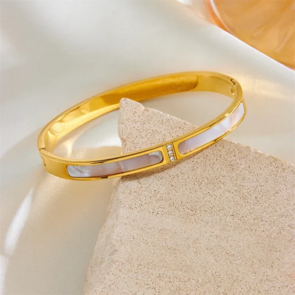 Stainless Steel Cubic Zirconia Gold-Plated Kada for Women Elegant Designer Bracelet for women