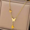 18K Gold Plated Butterfly Pendant Necklace – Waterproof Jewelry Butterfly Pendant Necklace 18K Gold Plated – Waterproof Fashion Jewelry for Women
