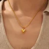 18K Gold-Plated Minimalist Heart Shape 304 Stainless Steel Pendant Necklace for Women 18K Gold-Plated Minimalist Heart Shape 304 Stainless Steel Pendant Necklace for Women