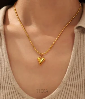 18K Gold-Plated Minimalist Heart Shape 304 Stainless Steel Pendant Necklace for Women 18K Gold-Plated Minimalist Heart Shape 304 Stainless Steel Pendant Necklace for Women