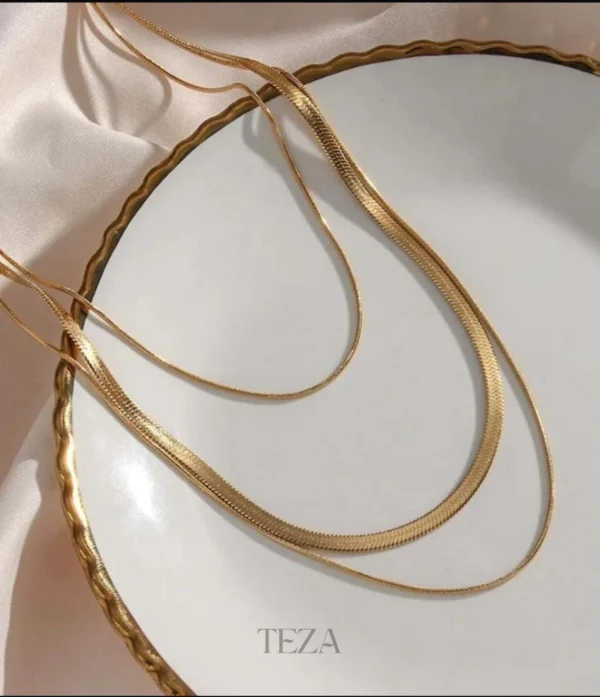 18KT Gold Plated Tri Layered Silk Chain for Women