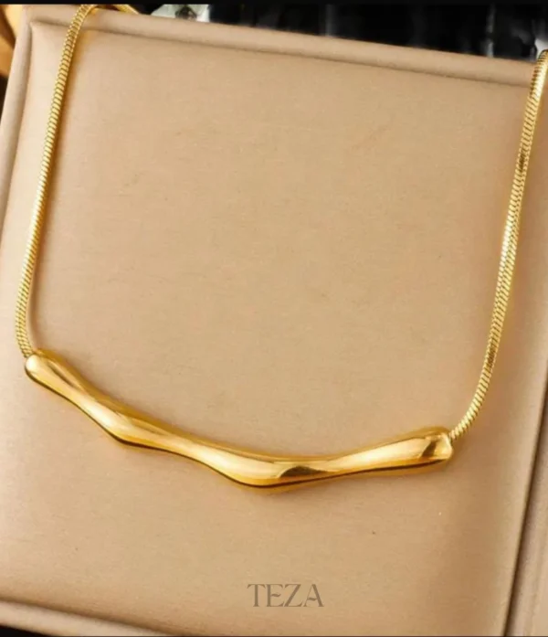 Abstract Bar Pendant Necklace Minimalist Abstract Bar Pendant Necklace in Polished Gold Finish – Stainless Steel Necklace for Women