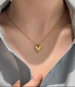 Bead Chain Necklace for Women With Heart Pendant – Elegant Daily Wear Jewelry Bead Chain Necklace for Women With Heart Pendant – Elegant Daily Wear Jewelry