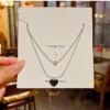 Black Heart Layered Chain Necklace for women Black Heart Layered Chain Necklace for women