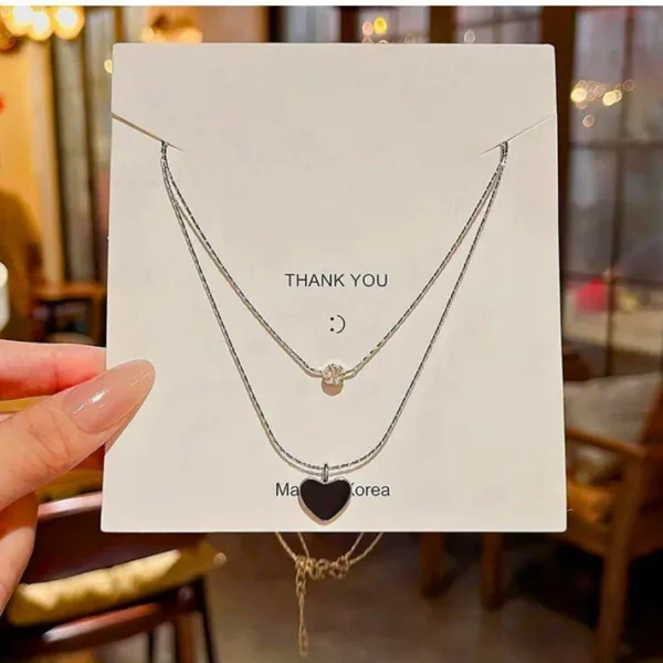 Black Heart Layered Chain Necklace for women Black Heart Layered Chain Necklace for women