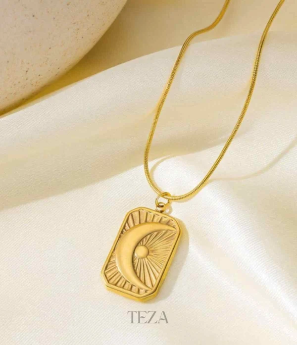 Celestial Crescent 18K Gold Plated Moon & Sun Pendant Necklace for Women Celestial Crescent 18K Gold Plated Moon & Sun Pendant Necklace for Women