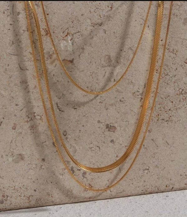 18KT Gold Plated Tri Layered Silk Chain for Women Layered Necklace