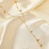 Gold Beaded Lariat Necklace Dainty Y-Shape Necklace for Gold Beaded Necklace Lariat Necklace for Women – Dainty Long Y-Shape Necklace