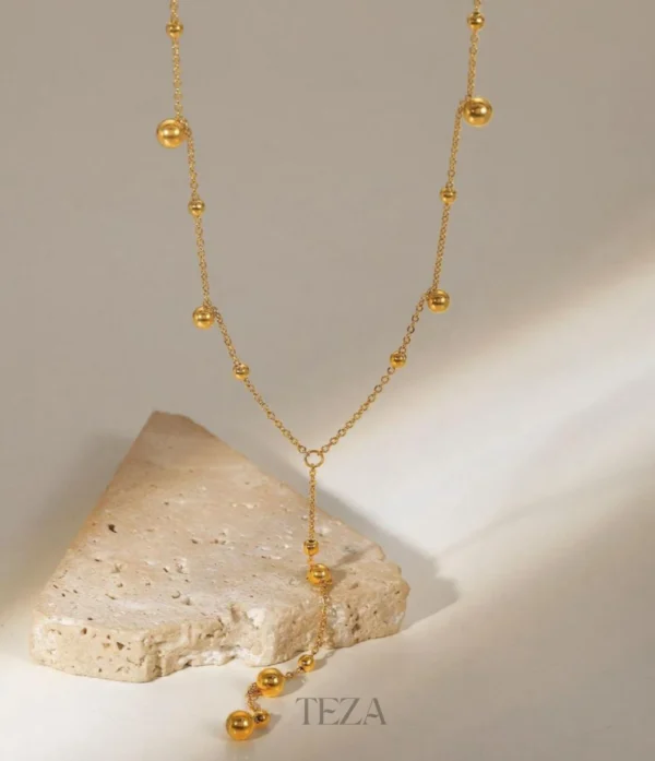 Gold Beaded Lariat Necklace Dainty Y-Shape Necklace for Girls (2) Gold Beaded Necklace Lariat Necklace for Women – Dainty Long Y-Shape Necklace